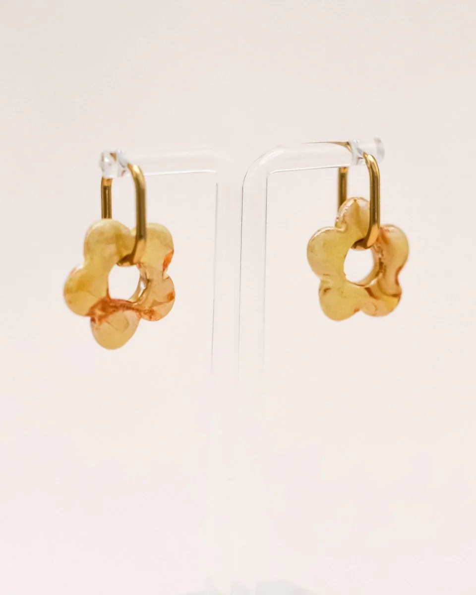 YELLOW CERAMIC FLOWER Hoops – Bild 4