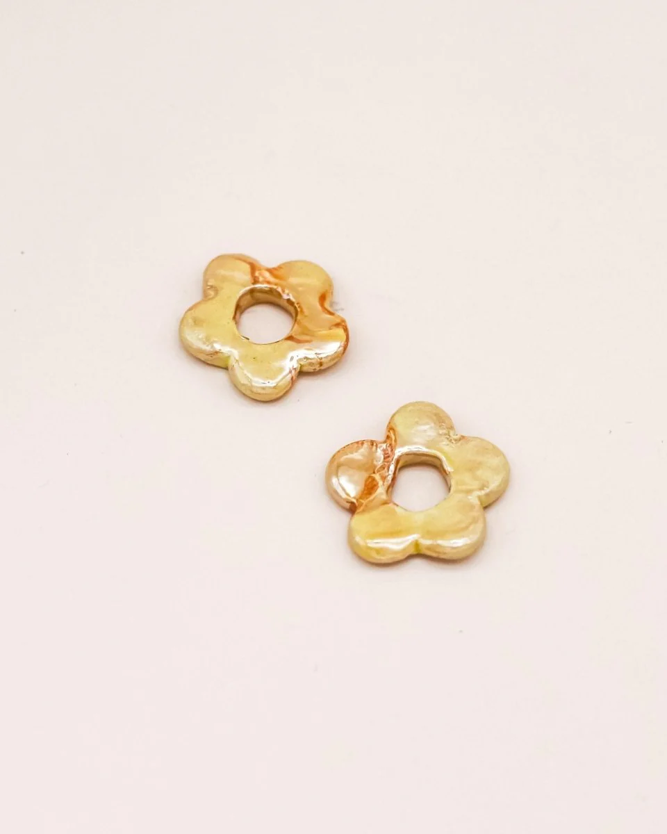 YELLOW CERAMIC FLOWER Hoops – Bild 6
