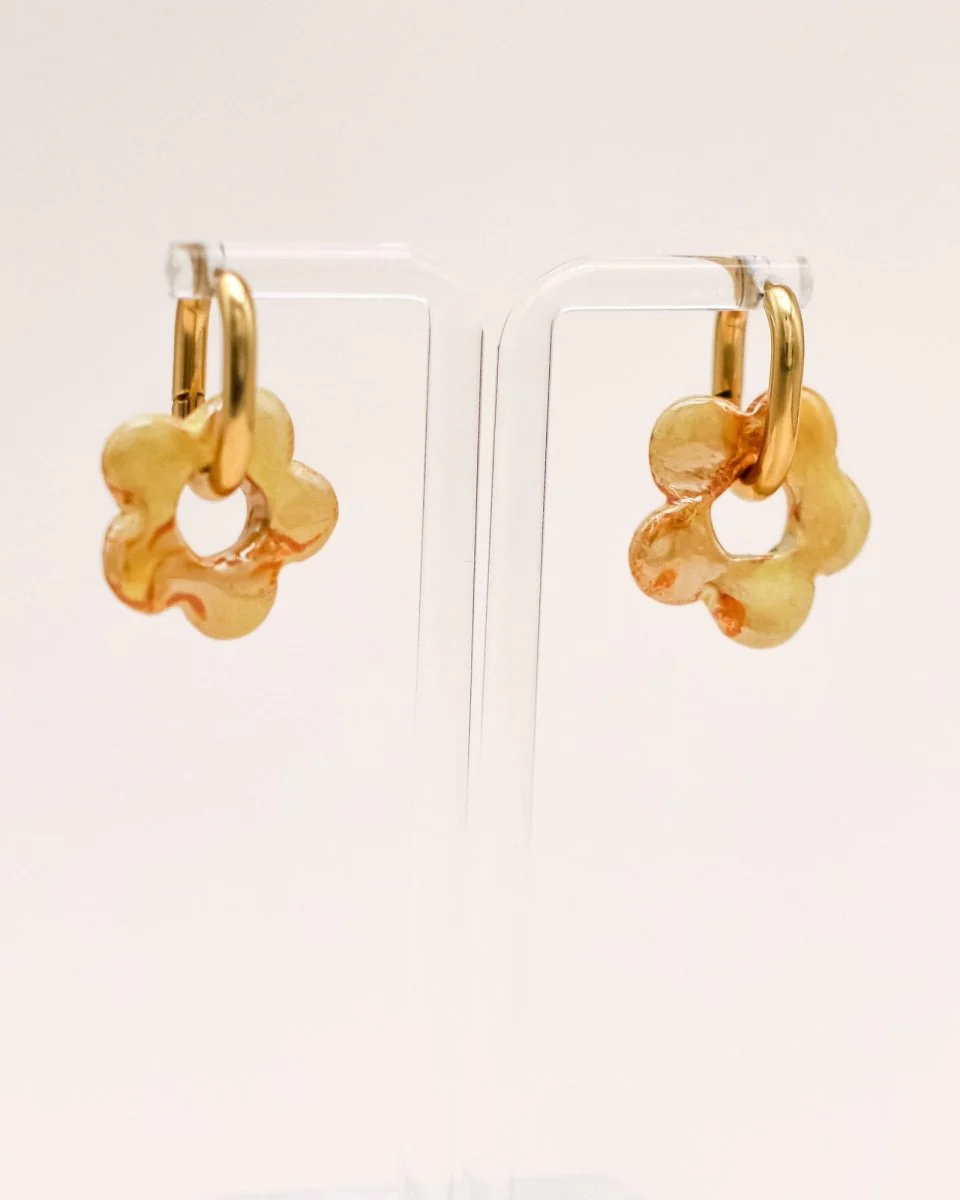 YELLOW CERAMIC FLOWER Hoops – Bild 5