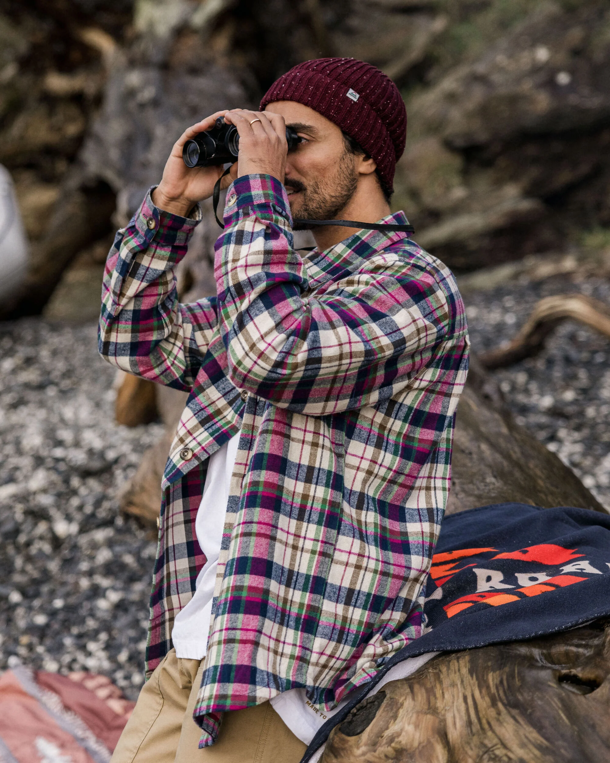 Rustic Bio-Baumwoll-Overshirt aus schwerem Stoff - Off-White-Karo – Bild 6