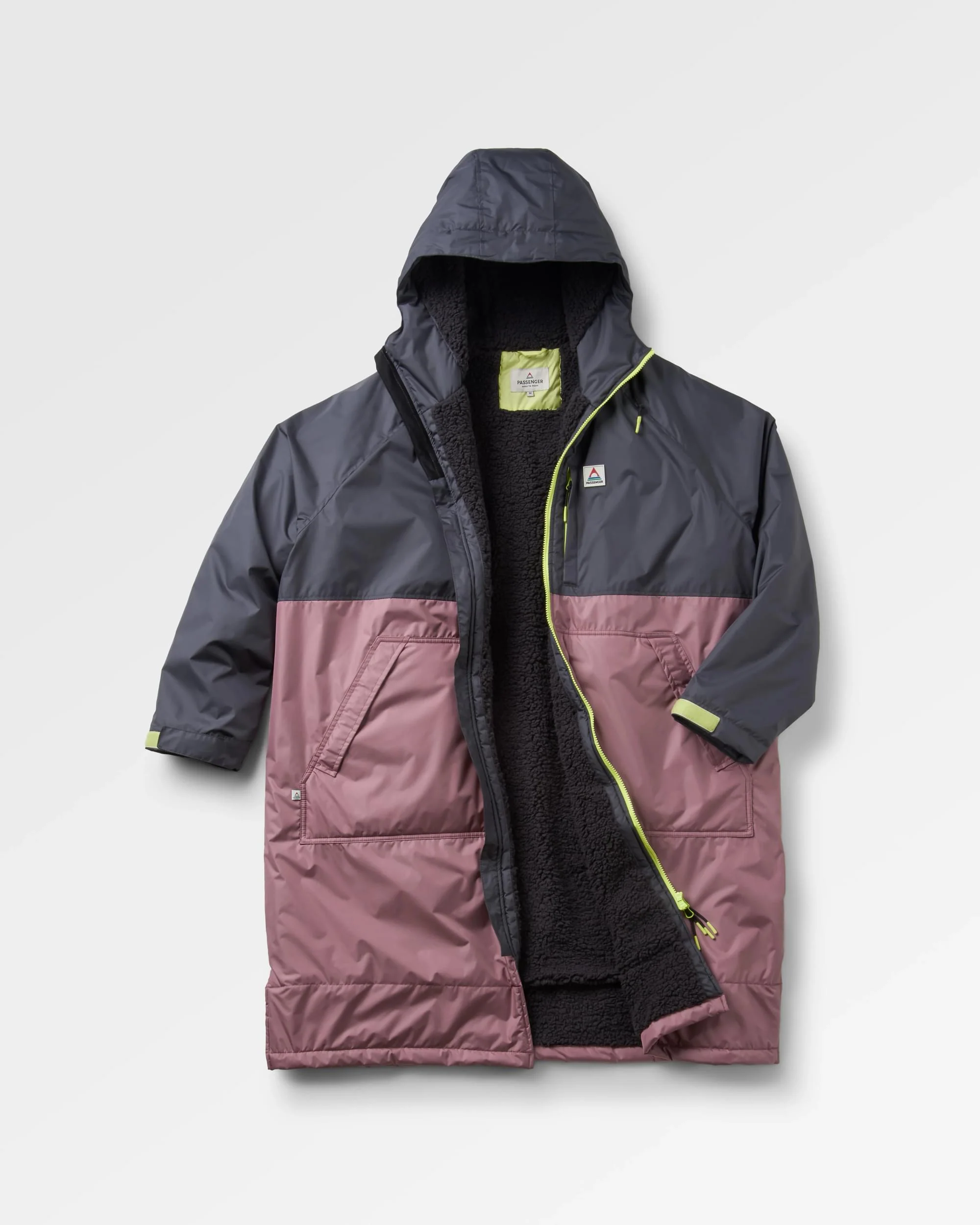 Waves Sherpa Gefütterter Surf-Poncho - Traube / Holzkohle – Bild 3